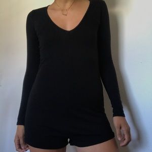 SOLD - Black long sleeve romper